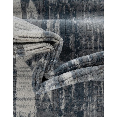 Soothing Blue Square Abstract 6'x6' Synthetic Area Rug