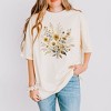 Simply Sage Market Women's Cream and Gold Bouquet Short Sleeve Garment Dyed Tee - 2 of 2