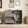 43.3" Multifunctional Dresser - 2-Door Wardrobe with 4 Drawers & Hanging Rod, Low Storage Cabinet for Hanging Cloth - 2 of 4
