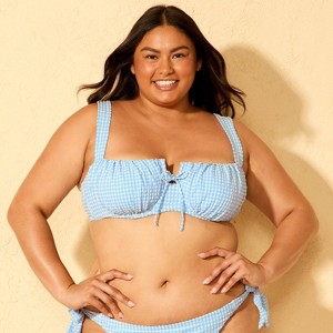 Women's Gingham Seersucker Center Tie Underwire Bikini Top - Wild Fable™ - 1 of 3