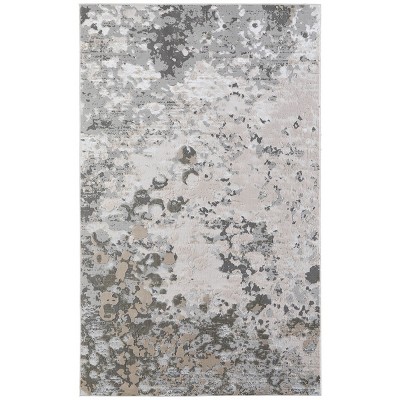 Micah Modern Abstract Silver/Gray/White Area Rug