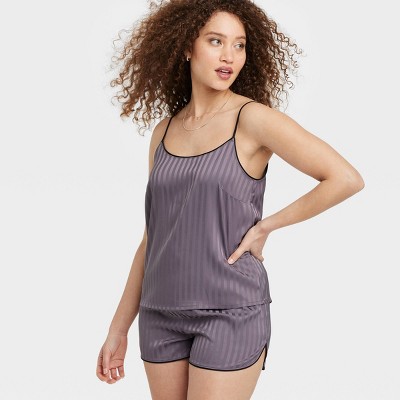 Women's Luxury Collection Shadow Striped Satin Pajama Cami Top - Auden™