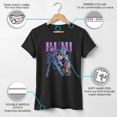 KPop Demon Hunters Girls KPop Demon Hunters Rumi Super Star Logo T Shirt - Black - Small — фото 3