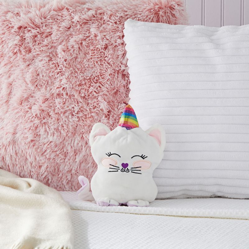 Small Reversible Caticorn Plush Toy, Lavender and White Caticorn Plushie with Rainbow Horn (6 x 12 In), 2 of 8