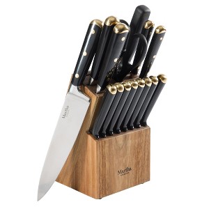 Martha Stewart 16 Piece Lockton High Carbon Stainless Steel Cutlery w/ Acacia Wood Block - 1 of 4