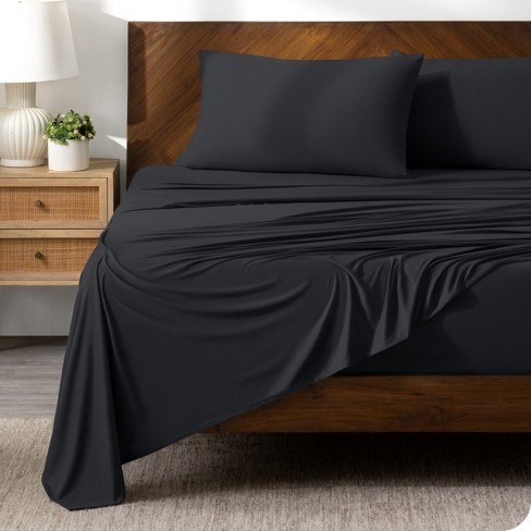 Queen Dark Blue Premium 4 Way Microfiber Stretch Knit Sheet Set By Bare  Home : Target