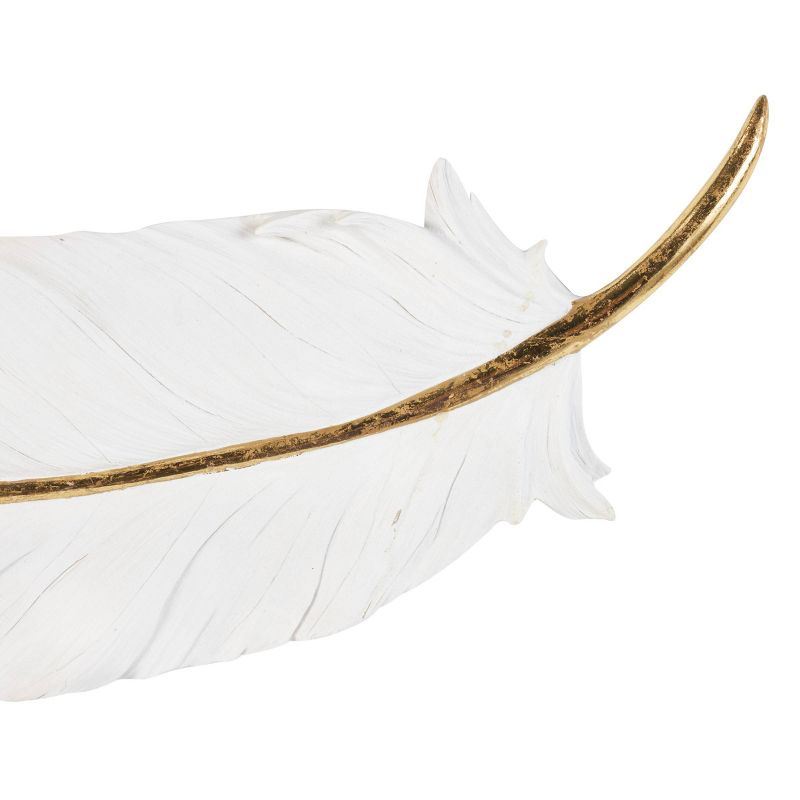 Olivia &#38; May Set of 2 Resin Bird Feather Wall Decors with Gold Foil Accent White, 3 of 9
