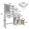 Angel Sar Makeup Vanity Desk with Mirror and Lights, Rattan Vanity Table with 4 Drawers - 3 of 4
