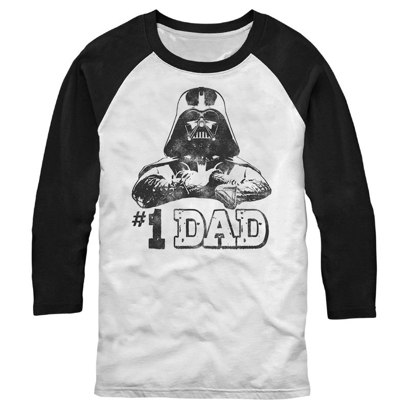 Men's Star Wars Number One Dad Darth Vader Black Baseball Tee, 1 of 5