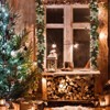 6ft Christmas Garland with Lights | Battery-Powered Pine Cone Garland w/Berries, Bows, Flowers & Ball Ornaments for Fireplace Mantle - 3 of 4