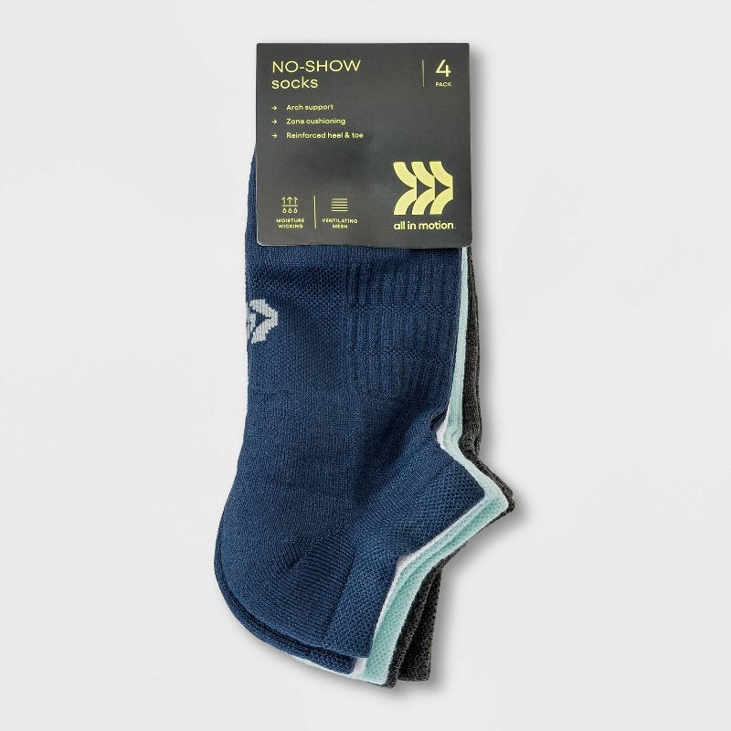 Women's Cushioned 4pk No Show Athletic Socks - All In Motion™ 4-10, 2 of 7