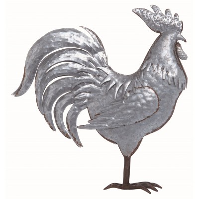 Transpac Metal 14" Silver Spring Rooster Statuette