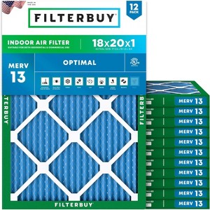Filterbuy 18x20x1 Air Filter (12-Pack), Pleated MERV 13 Health Defense Replacement HVAC AC Furnace Filters (Actual Size: 17.50 x 19.50 x 0.75) - 1 of 4