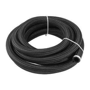 Unique Bargains 12AN Fuel Hose AN12 3/4" Universal Braided Nylon Stainless Steel CPE Oil Fuel Gas Line Hose Black - 1 of 4