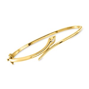 Pure Collection by Ross-Simons 18kt Gold Vermeil Snake Bypass Bangle Bracelet With Single Lab-Grown Diamond - 1 of 4