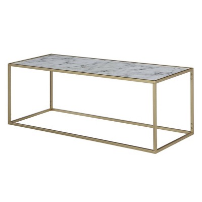 Gold Coast Faux Marble Rectangle Coffee Table White Faux Marble/Gold Frame - Breighton Home