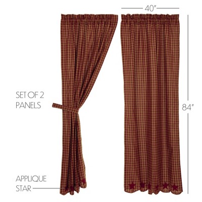 Burgundy Cotton Plaid Rod Pocket Window Panel Set, 80" x 84"