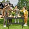 Tangkula Outdoor Table Bench Set Folding Picnic Table Set w/ 2 Benches Sturdy Metal Frame - 2 of 4