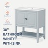 30" Modern Sleek Bathroom Vanity Elegant Ceramic Sink with Solid Wood Frame Open Style Shelf & Door Shelf Design - 3 of 4