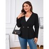 Coolmee Womens Plus Size Casual Blazers Collarless Long Sleeve Work Office Suit Jackets Open Front Peplum Blazers - 2 of 4