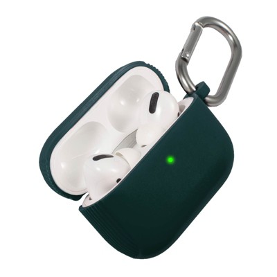 Insten Case Compatible with AirPods Pro - Protective Silicone Skin Cover with Keychain, Midnight Green
