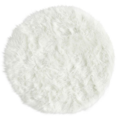 Photo 1 of 3' Round Round Solid Area Rug White - Juvale