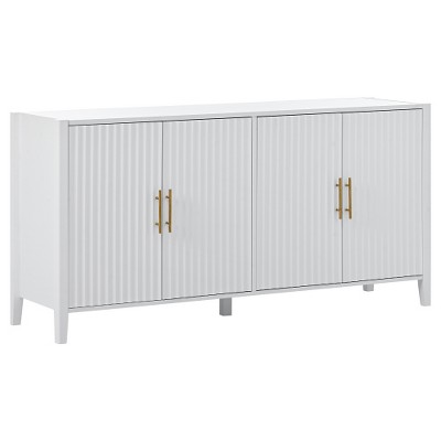 Lyngins Sideboard Buffet Cabinets with 4 Wavy Slatted Doors,Metal Handles,Coffee Bar Cabinets,Credenzas for Kitchen,Entryway