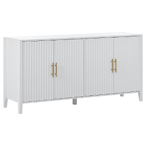 Lyngins Sideboard Buffet Cabinets with 4 Wavy Slatted Doors,Metal Handles,Coffee Bar Cabinets,Credenzas for Kitchen,Entryway - 1 of 4