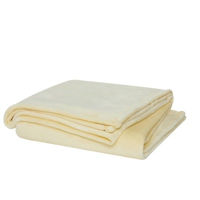 60"x80" Oversized Solid Plush Throw Blanket Yellow - Cannon