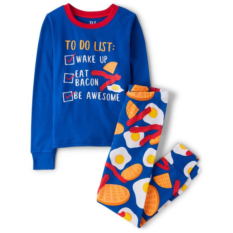 The Children's Place Boys Long Sleeve Breakfast Snug Fit Cotton Pajamas Blue 5
