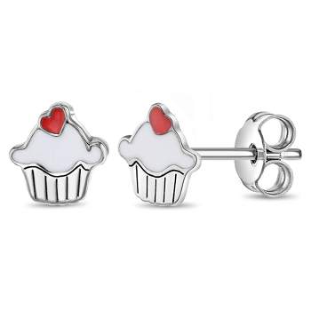 Girls' Sweet Cupcake Standard Sterling Silver Earrings - In Season Jewelry