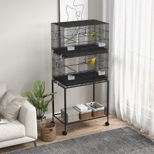 LOVMOR Double Stackable Bird Cage with Stand - 1 of 4