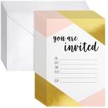 75th Birthday Invitation - Black And Gold Birthday Invite - Birthday Invite  Ideas For Adult Woman and Man - 20 Fill-in Invitation Cards With 20