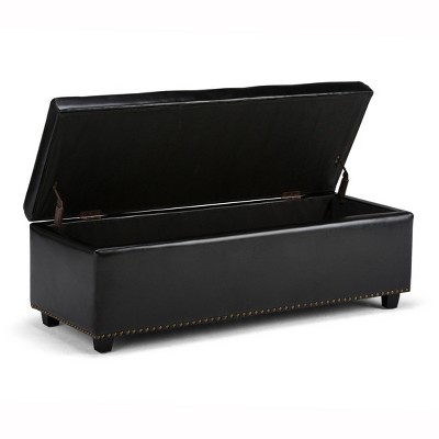 NicBex Linen Storage Ottoman Bench,Storage Ottoman with Tufted Diamond Detail and Nailhead Trim,Storage Bench for Living Room,Bedroom