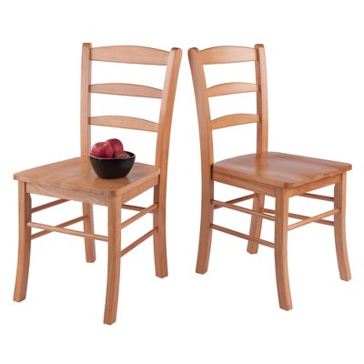 Mid-Century Modern Light Oak Ladderback Side Chair Set