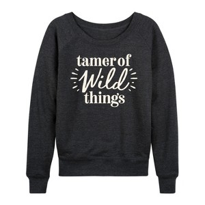Women's - Instant Message - Tamer Of Wild Things Lightweight French Terry Wide Neck Long Sleeve Graphic Shirt - 1 of 4