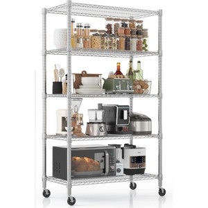 Homdox 5-Tier Heavy Duty Wire Storage Rack with Wheels 36"W x 18"D x 82"H, 2000LBS Adjustable Metal Shelves for Kitchen Garage Pantry - 1 of 4