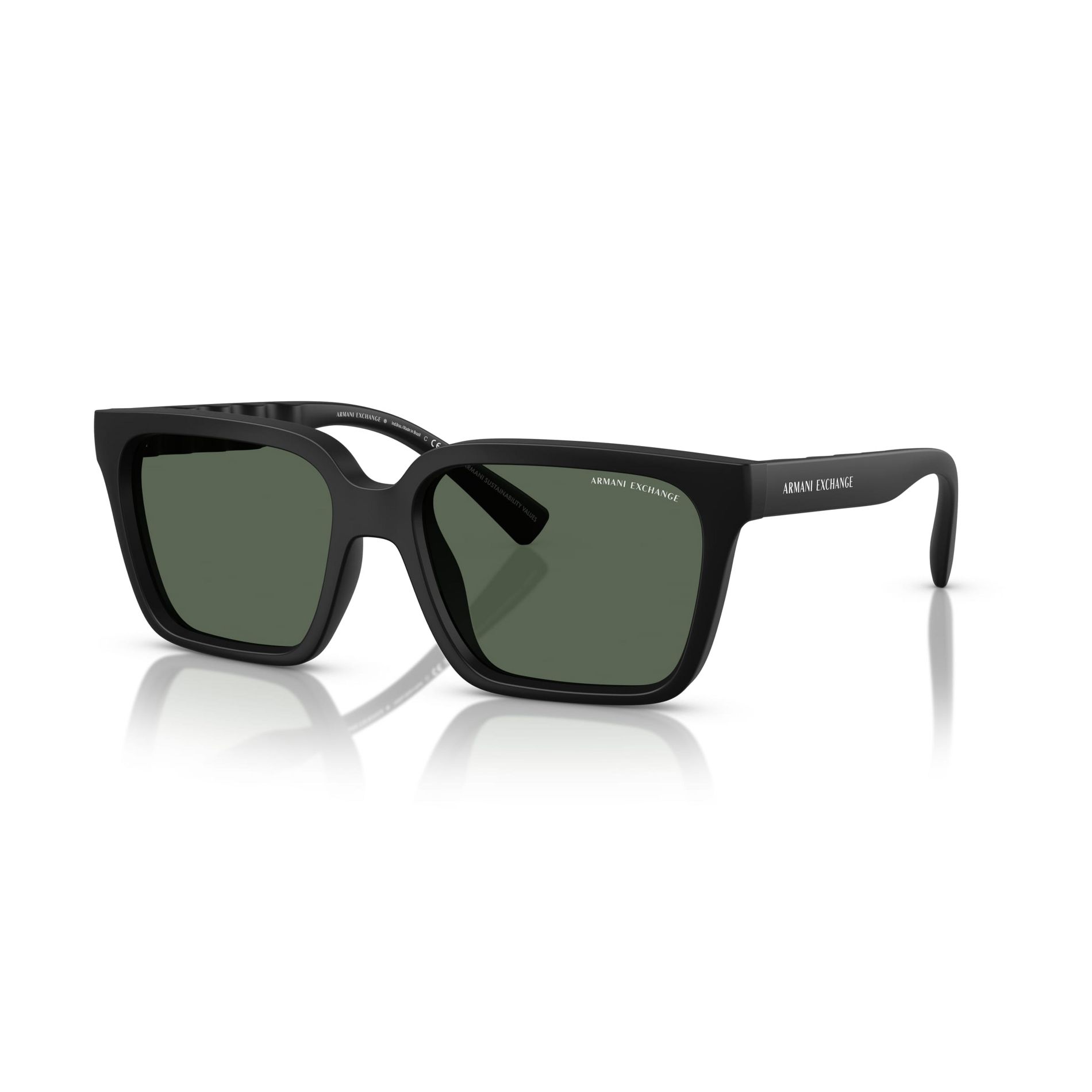 Armani Exchange AX4147S 56mm Man Square Sunglasses Dark Green Lens
