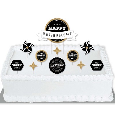 Big Dot of Happiness Happy Retirement - Retirement Party Cake Decorating Kit - Happy Retirement Cake Topper Set - 11 Pieces
