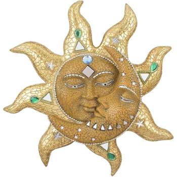 FC Design 13" Mosaic Celestial Sun and Moon Sculpture Wall Decor Art Hanging Sun and Crescent Decoration