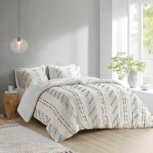 Gulches 3 Piece Cotton Jacquard Comforter Set Ivory Full/Queen - 1 of 4