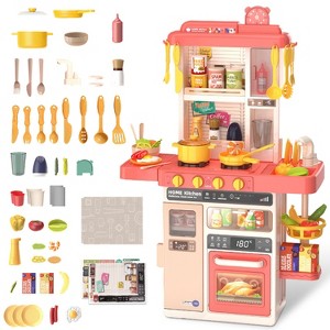 Babyluv"Interactive Kids Kitchen Play Set with 50+ Accessories, Realistic Lights & Sounds for Ages 3+"Pink - 1 of 4