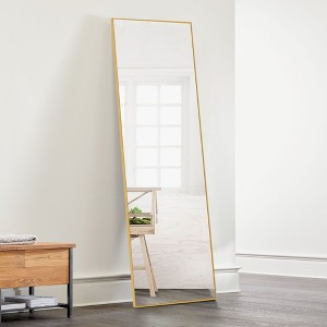 Neutypechic Wood Frame Arched Top with Carving Bottom with Rattan Full Length Mirror Large Wall Mirror - 1 of 4