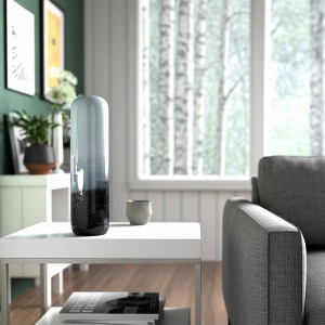 Decorative Glass Vase Modern Glam Style - Handcrafted Art Glass for Home, Office, Bedroom or Living Room Decor - White, Clear, Black - 1 of 4