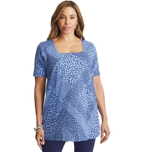 Woman Within Women's Plus Size Embroidered Eyelet Pintucked Tunic