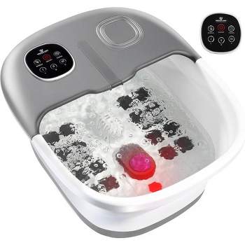 Foot Spa with Heat, Jets and Remote Control Pumice Stone Collapsible Grey Foot Spa Massager with Massage Bubbles and Vibration MedicalKingUsa