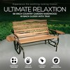 Jack Post 66 Inch Country Garden Natural Hardwood Slats with Hi-Back Double Glider Bench With Trays and 500 Pound Capacity, Warm Brown - 2 of 4