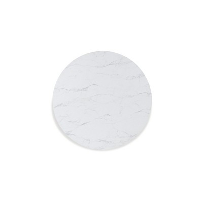 45 Inch Round White Marble Top Dining Table with Black Wood Legs