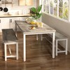 Hooseng 3-Piece Dining Table Set wtih 2 Benches, Farmhouse Style Dining Room Set for 4, Particle Board Table Top and Robust Metal Frame Dinette Set - 2 of 4
