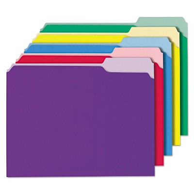 UNIVERSAL Recycled Interior File Folders 1/3 Cut Top Tab Letter Assorted 100/Box 12306